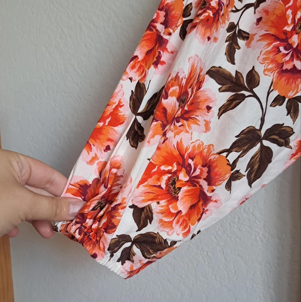 Old Navy Girls Orange Floral Longsleeve Swing Dress Size Large 10-12